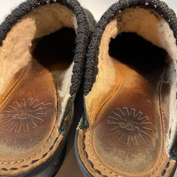 Ugg Gael black Suede Wedge Clogs Slip On Shearling Lined Size US 8 - Picture 3 of 10